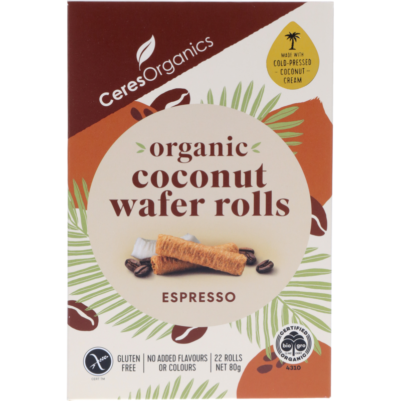 Coconut Wafer Rolls Espresso by Ceres Organics