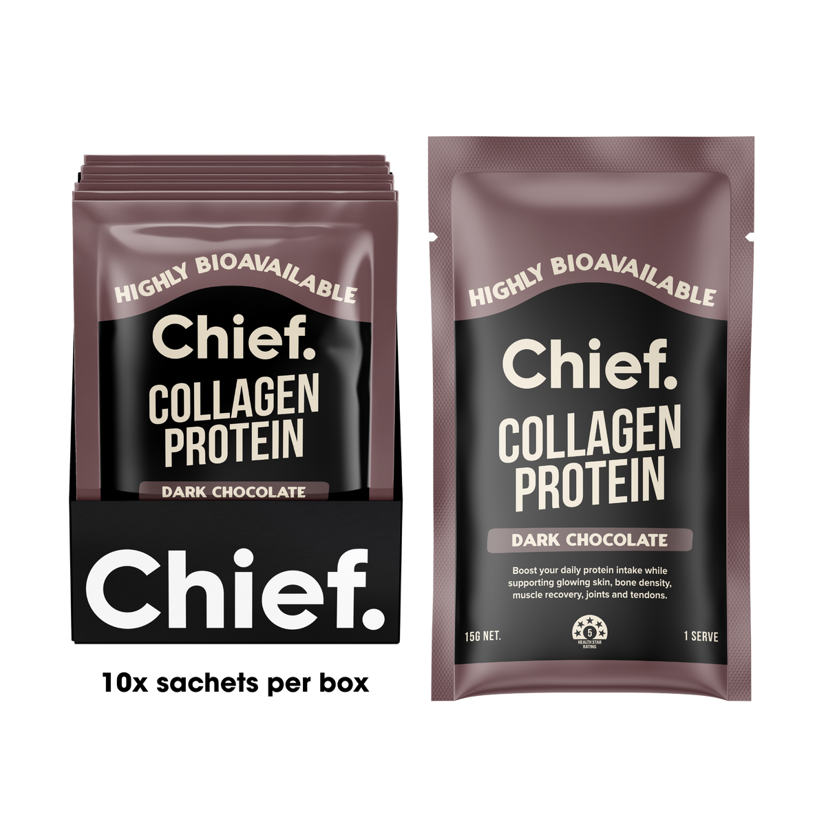 Grass-fed Collagen Protein Powder - Dark Chocolate: Pouch (30 serves)