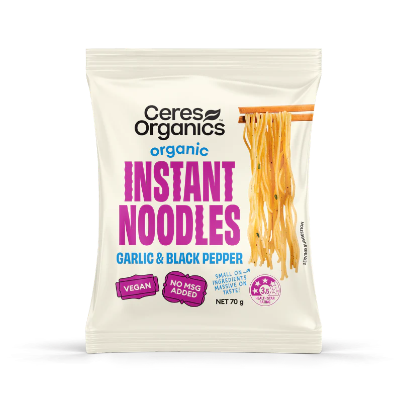 Organic Instant Noodles - Garlic & Black Pepper - 70g