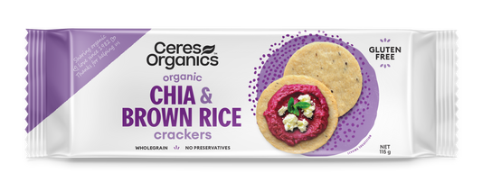 Organic Brown Rice Crackers with Chia 115g by Ceres Organics
