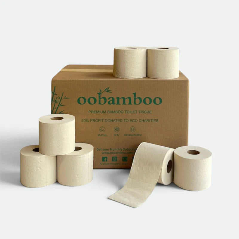 Bamboo Unbleached Toilet Rolls 36 | Double Length | 3-ply | Unwrapped