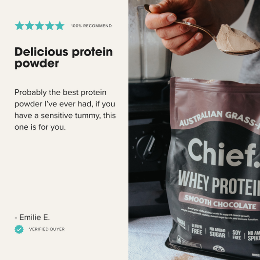 Grass-fed Whey Protein Powder - Smooth Chocolate: Pouch (30 serves)