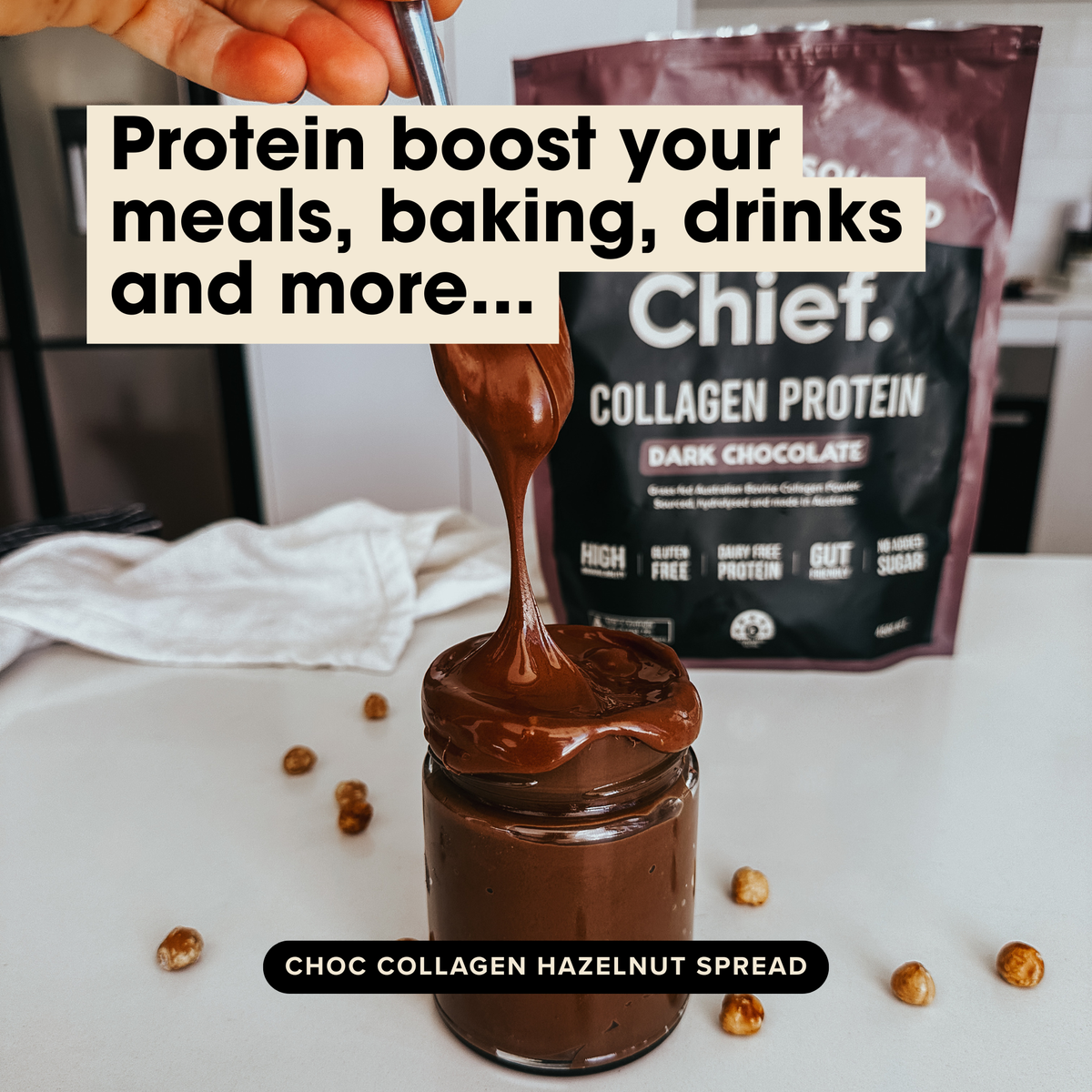 Grass-fed Collagen Protein Powder - Dark Chocolate: Pouch (30 serves)