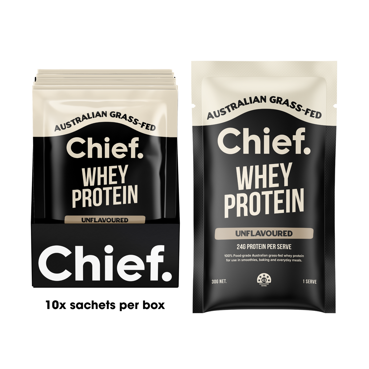 Grass-fed Whey Protein Powder - Unflavoured: Pouch (30 serves)