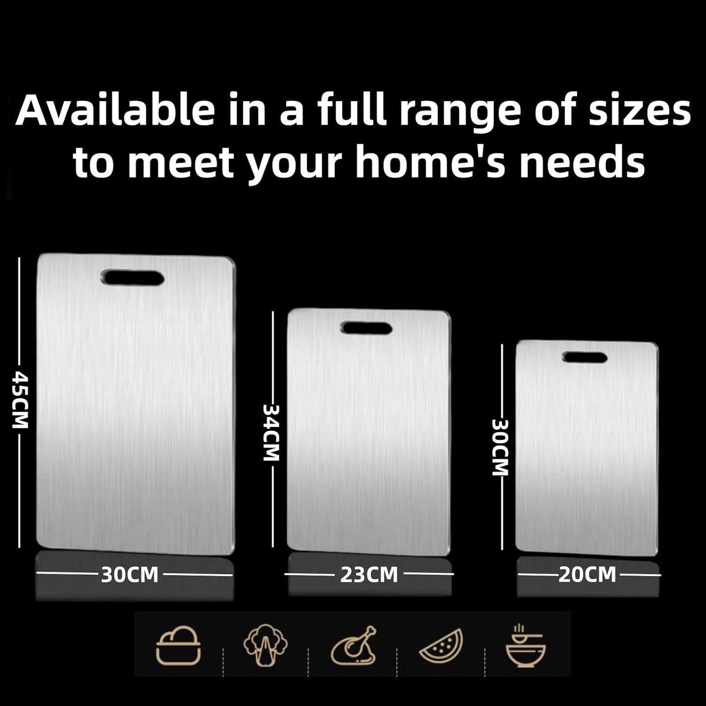 3-Piece 304 Stainless Steel Cutting Board Set