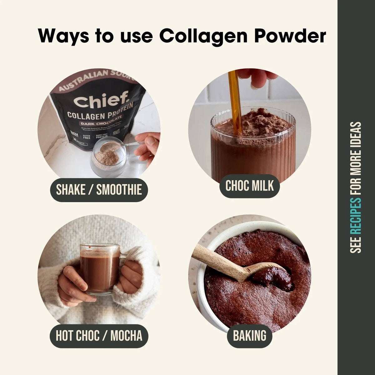 Grass-fed Collagen Protein Powder - Dark Chocolate: Pouch (30 serves)