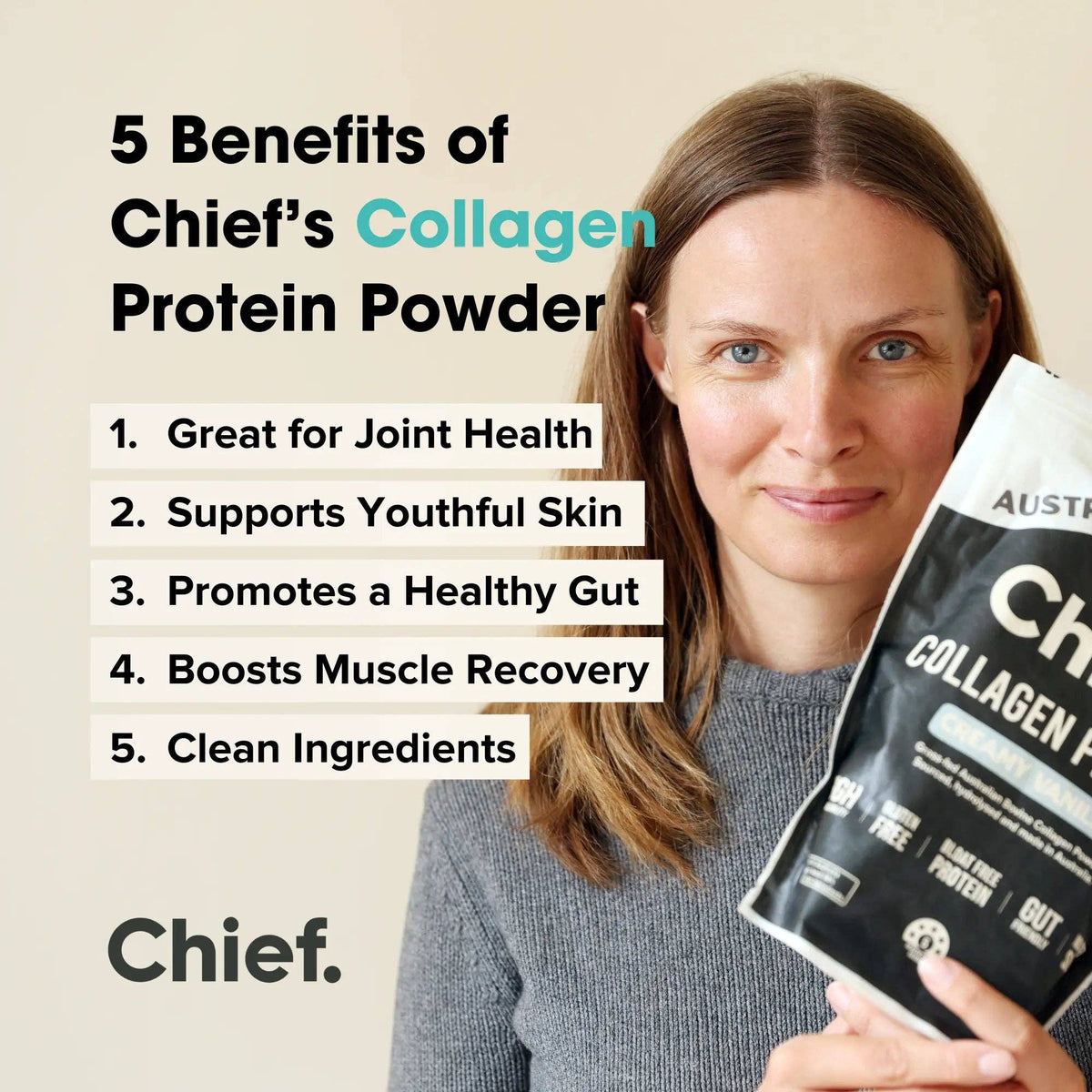 Grass-fed Collagen Protein Powder - Creamy Vanilla: Pouch (30 serves)