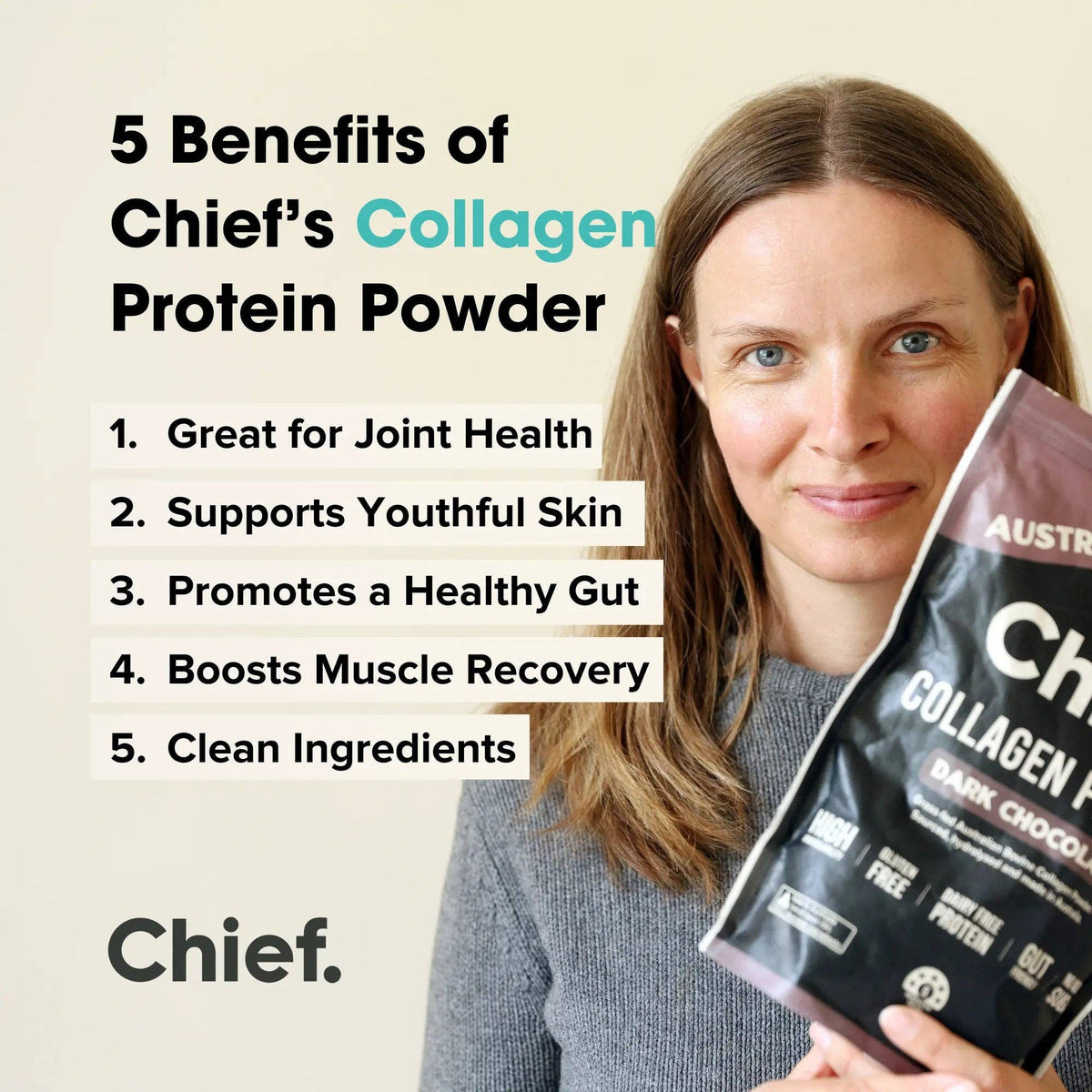 Grass-fed Collagen Protein Powder - Dark Chocolate: Pouch (30 serves)