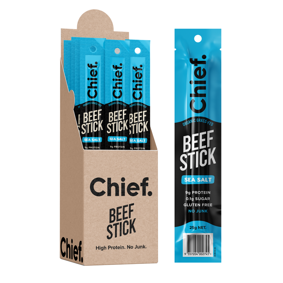 Organic Beef Stick - Sea Salt 25g by Chief Nutrition