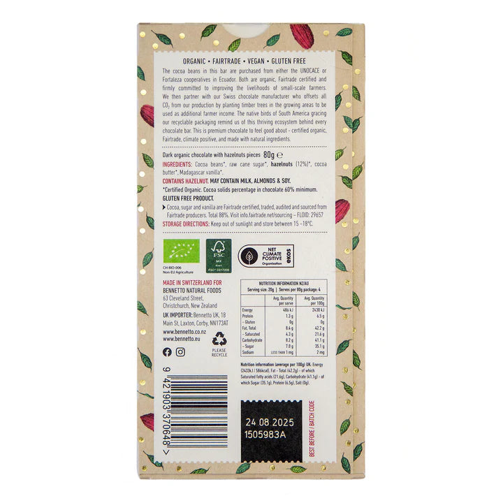 Organic Dark Chocolate Toasted Hazelnut