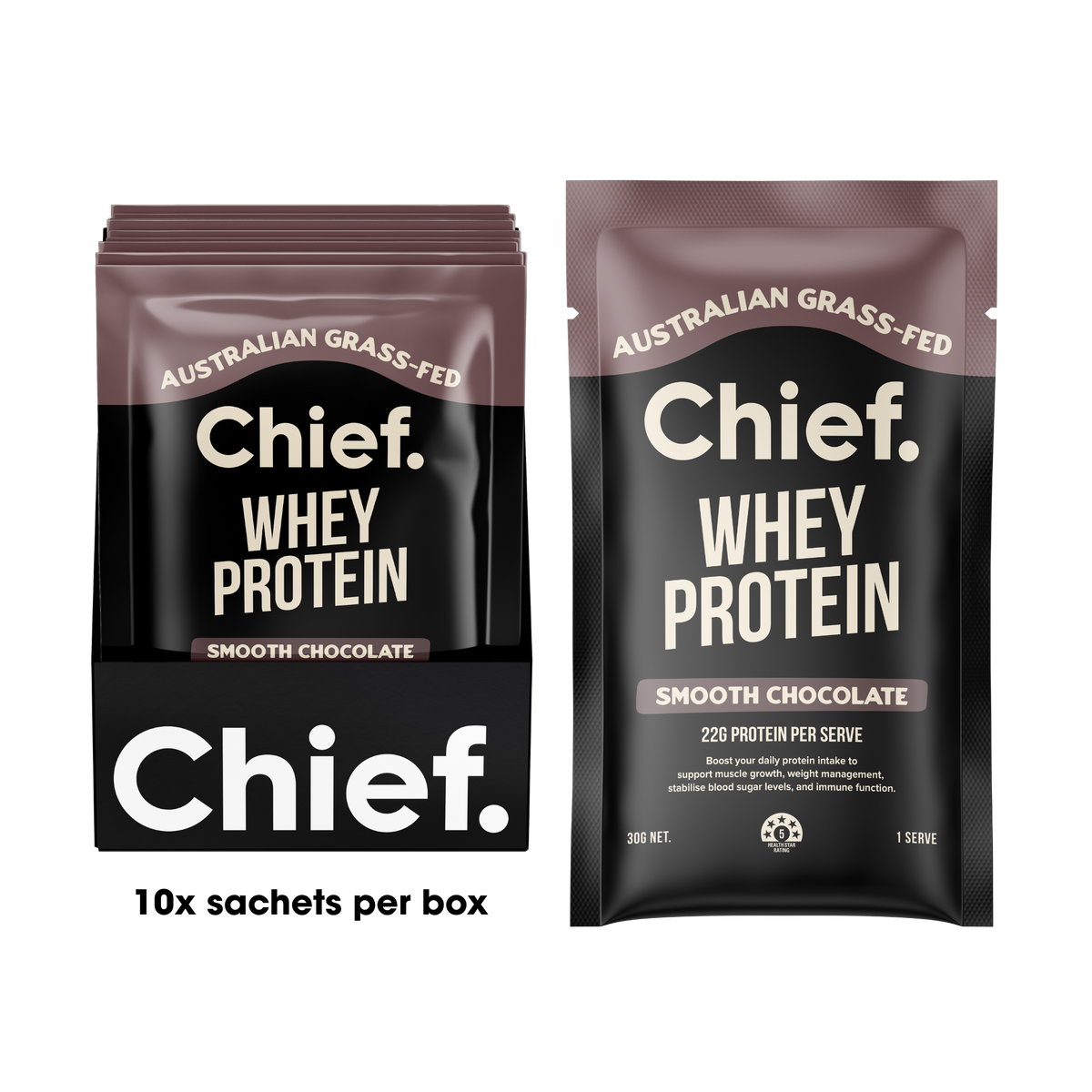 Grass-fed Whey Protein Powder - Smooth Chocolate: Pouch (30 serves)