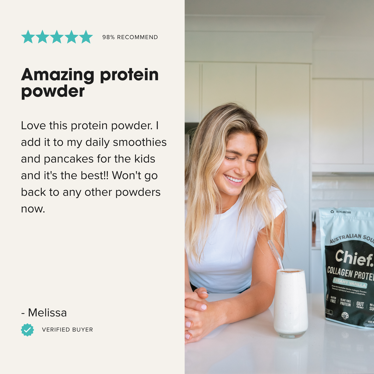 Grass-fed Collagen Protein Powder - Creamy Vanilla: Pouch (30 serves)