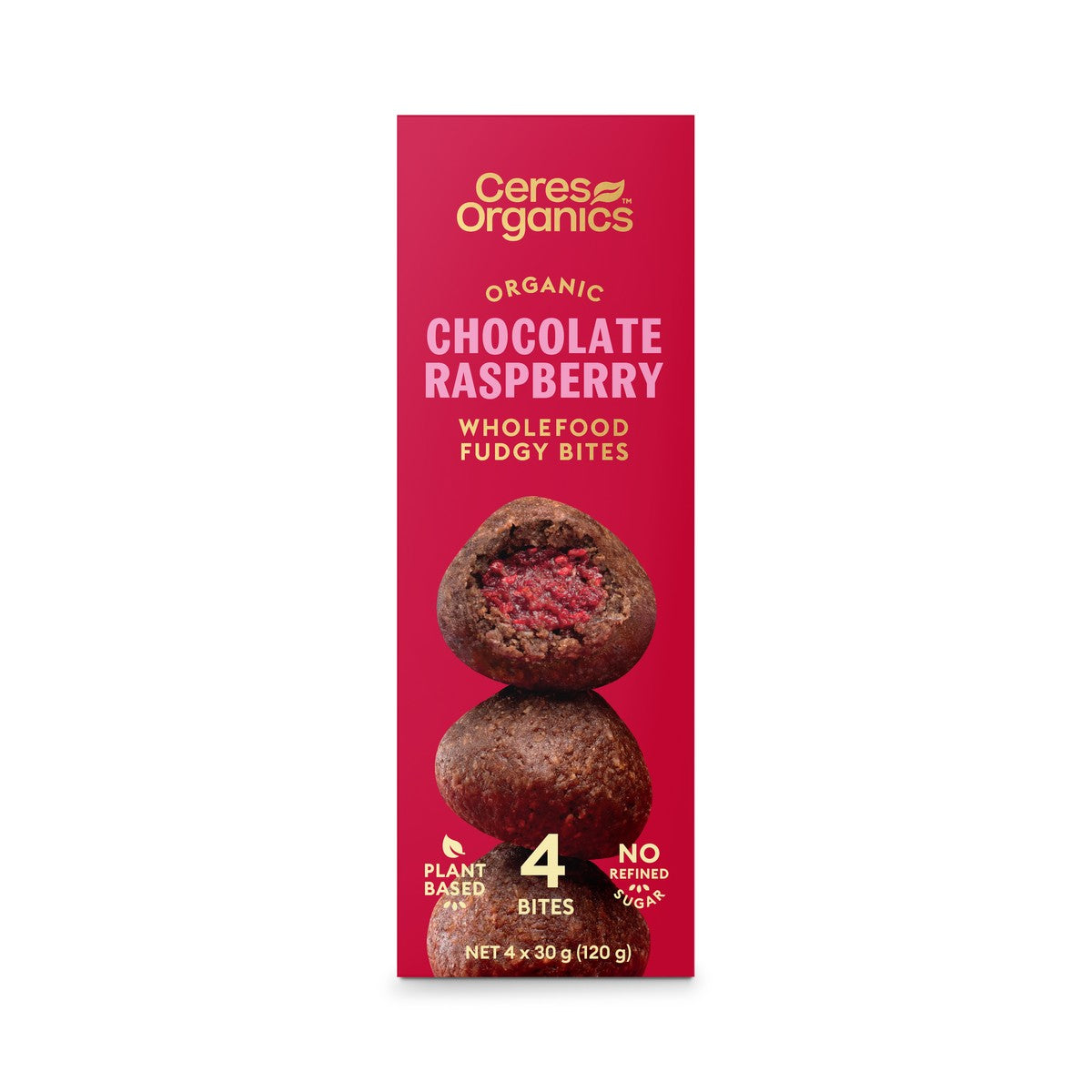 Ceres Organics Fudgy Bites Chocolate Raspberry 120g box