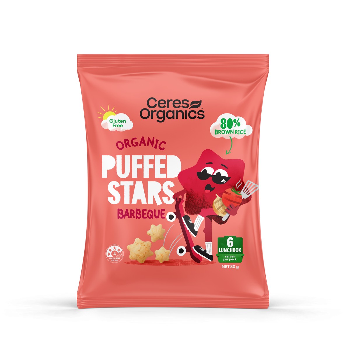 Ceres Organics Puffed Stars Barbeque 80g pack