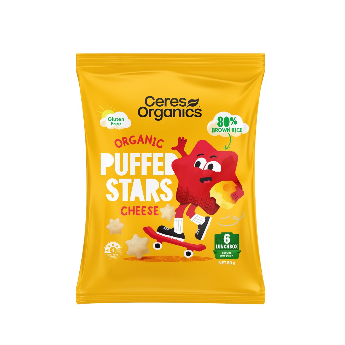Ceres Organics Puffed Stars Cheese 80g pack