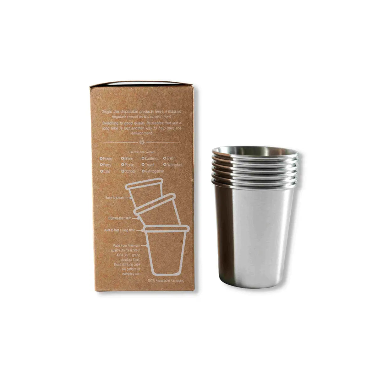 Stainless Steel Reusable Cups | 6 Pack (230ml)