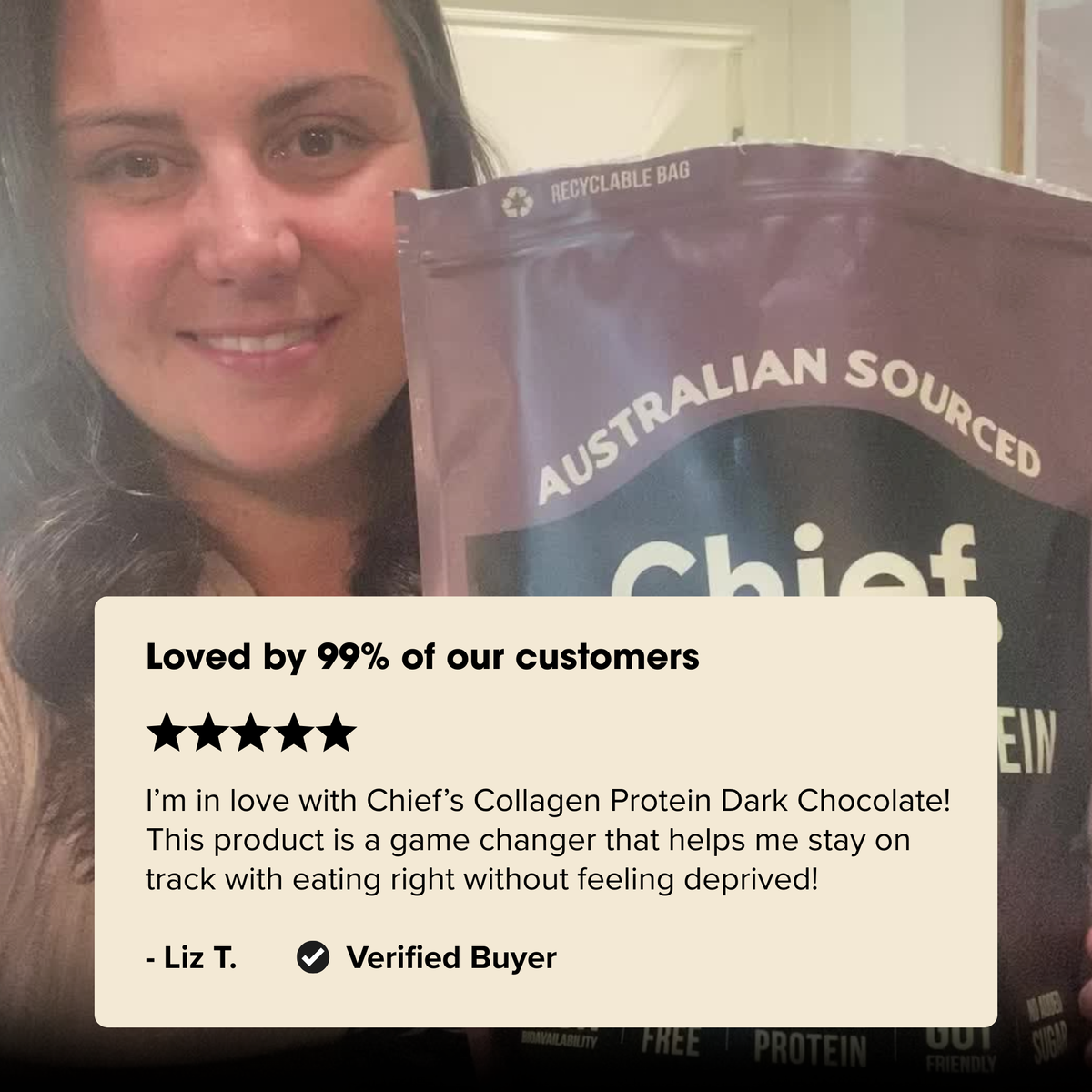Grass-fed Collagen Protein Powder - Dark Chocolate: Pouch (30 serves)