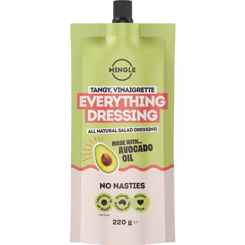 Mingle Everything Dressing tangy vinaigrette made with avocado oil, single 220g pouch
