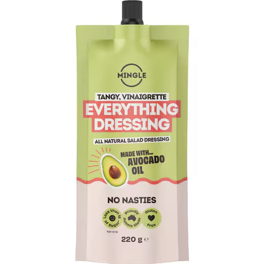 Mingle Everything Dressing tangy vinaigrette made with avocado oil, single 220g pouch