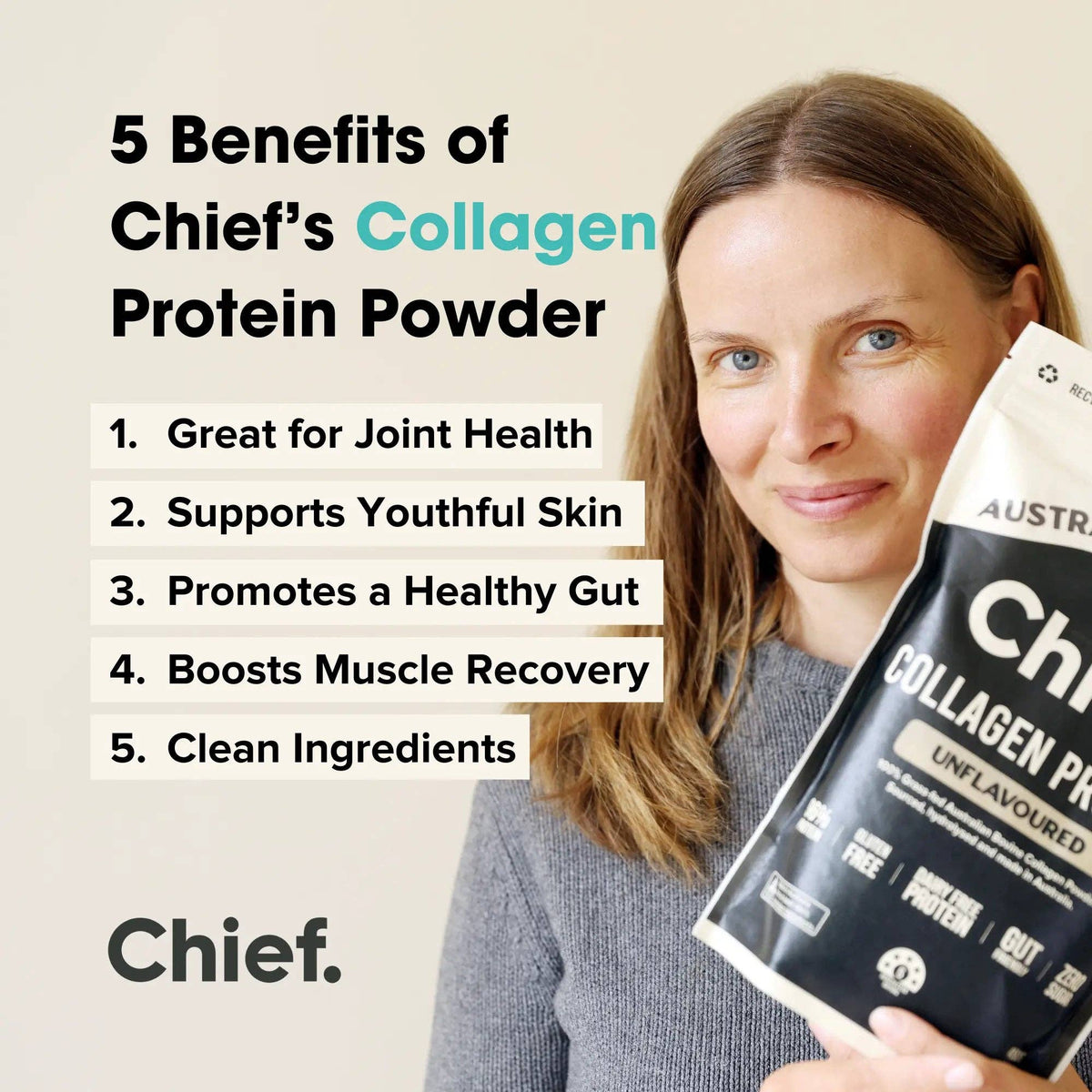 Grass-fed Collagen Protein Powder - Unflavoured: Pouch (30 serves)