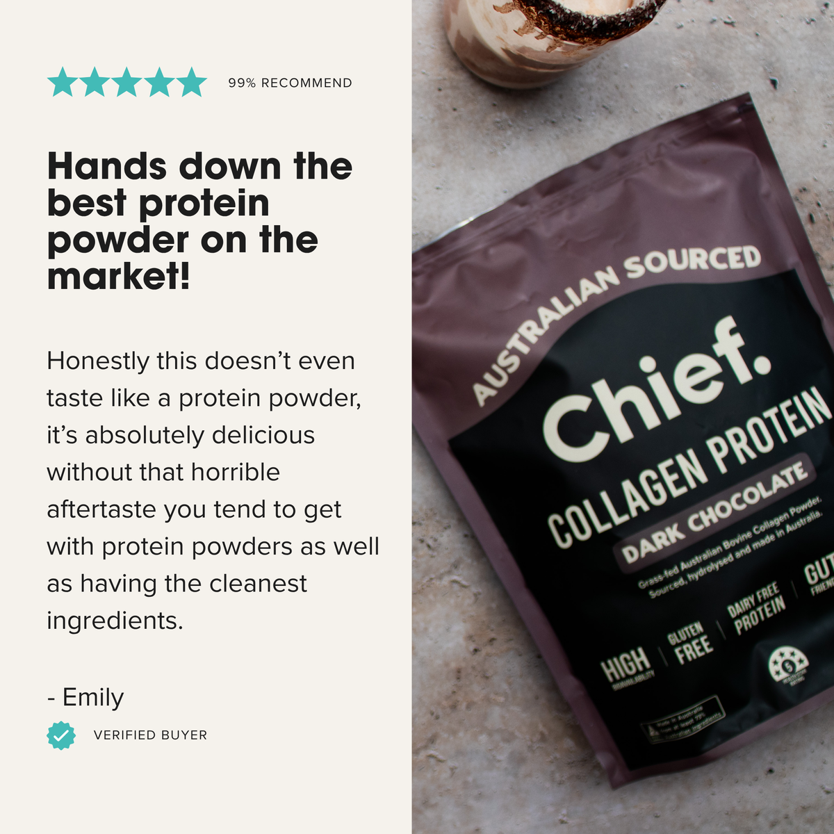 Grass-fed Collagen Protein Powder - Dark Chocolate: Pouch (30 serves)