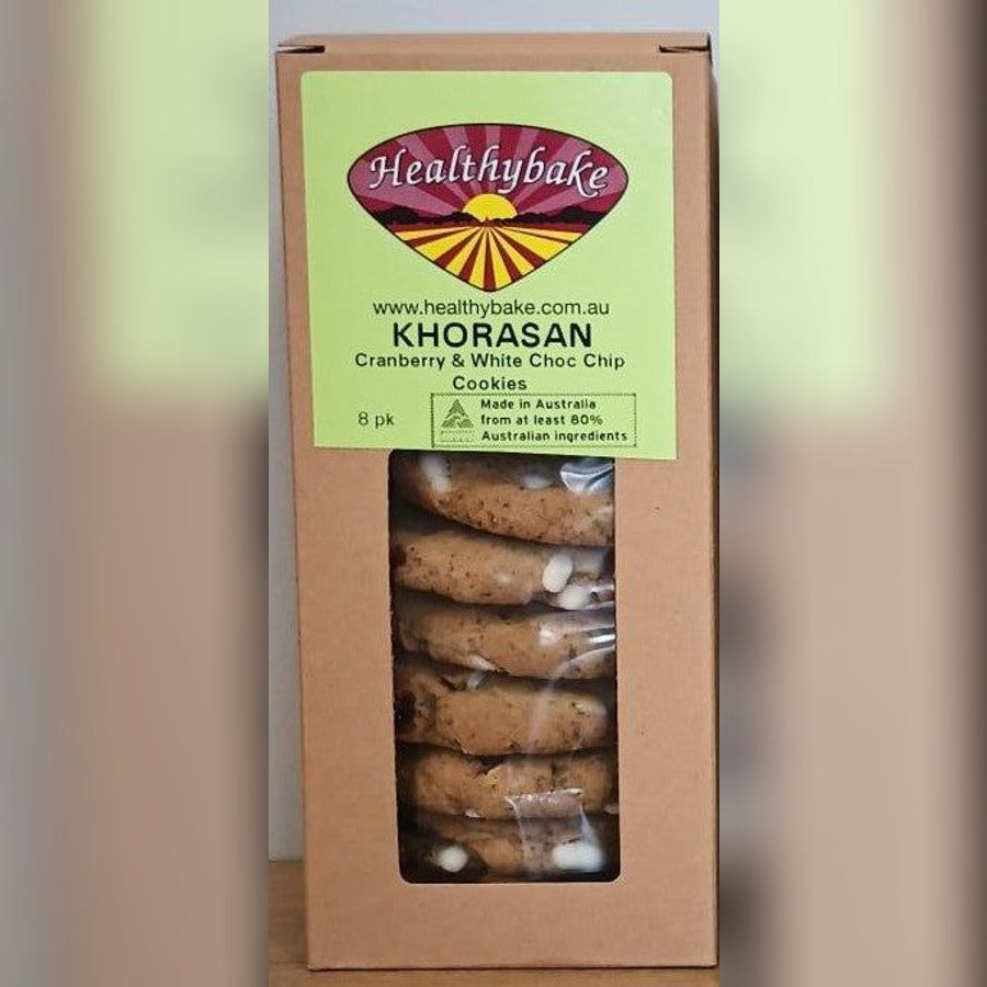 Healthybake Khorasan Cranberry & White Choc Chip Cookies box