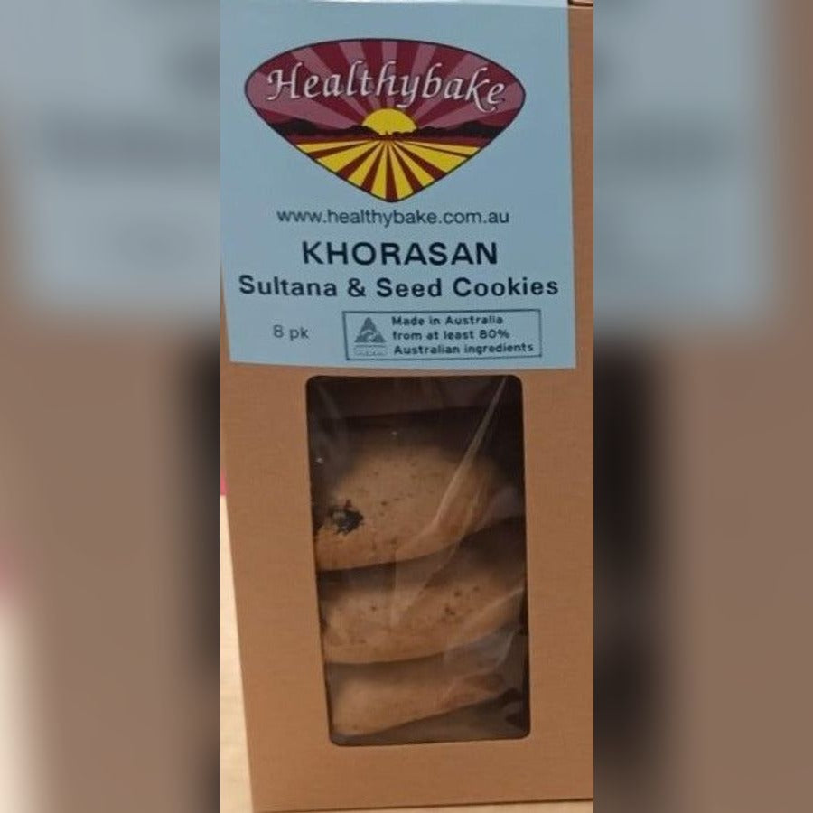 Healthybake Khorasan Sultana & Seed Cookies box