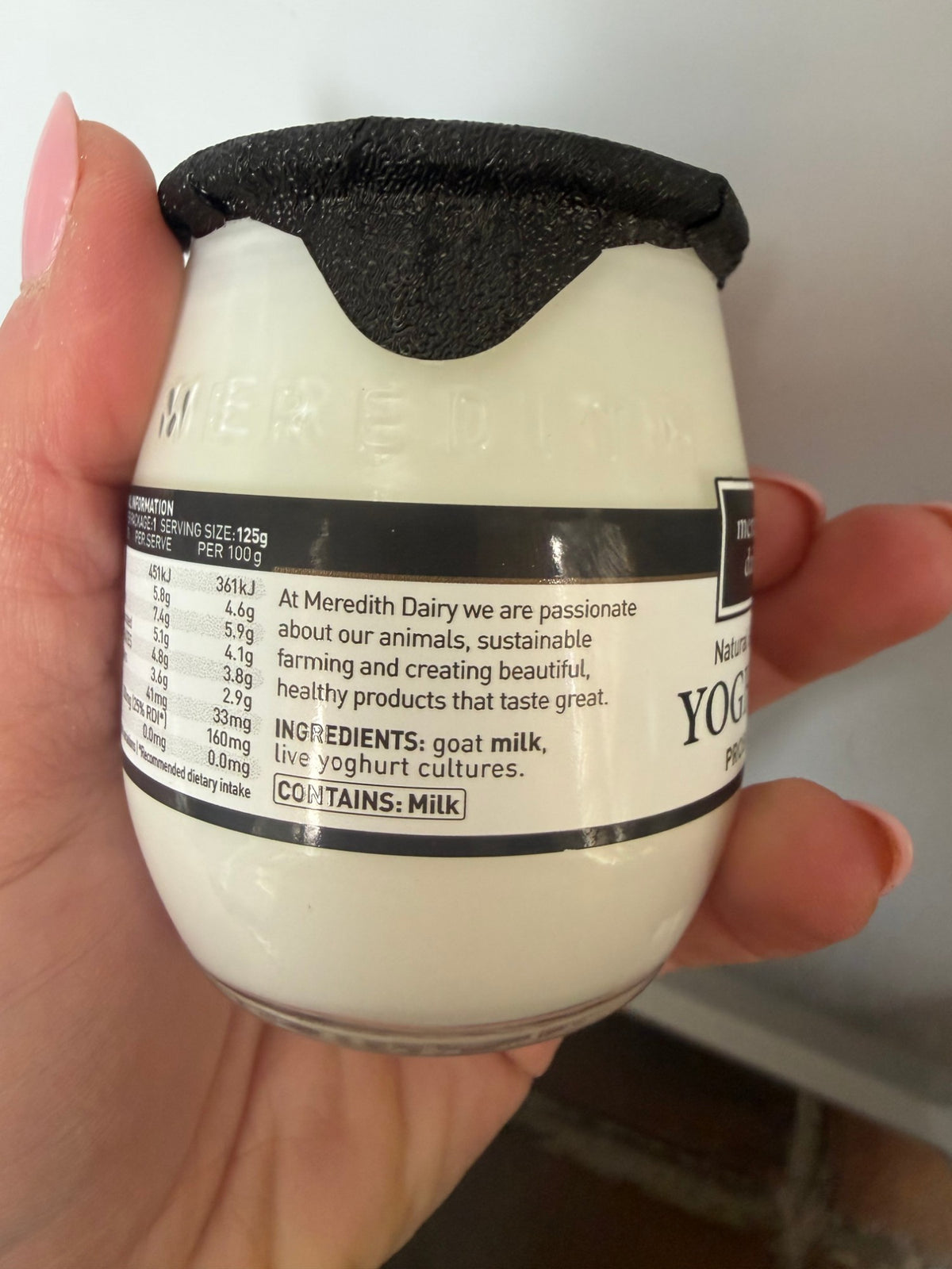 Natural Goat Milk Yoghurt 125g by Meredith Dairy - ingredients
