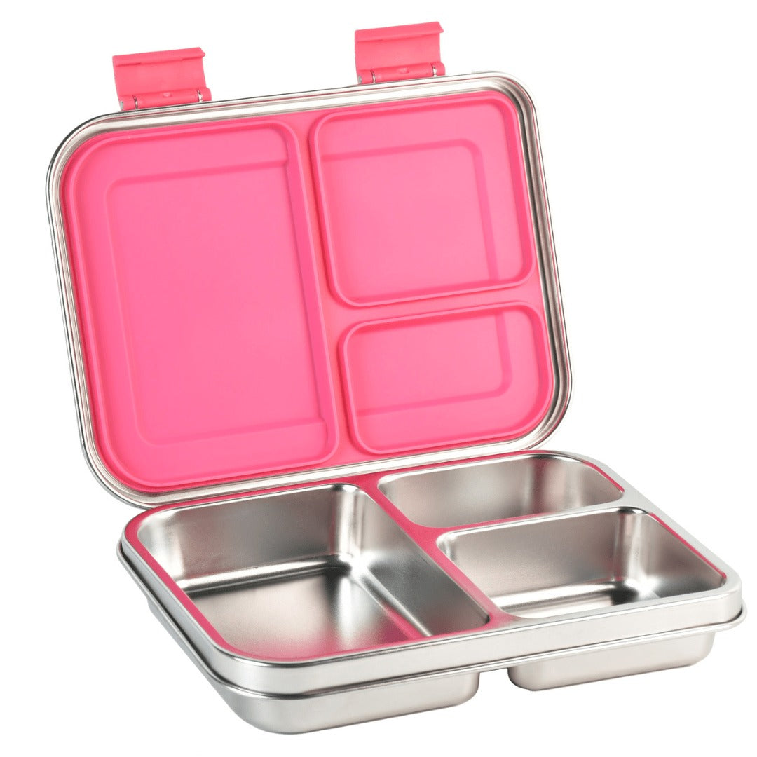 Mighty Stainless Steel 3-Compartment Lunchbox in pink
