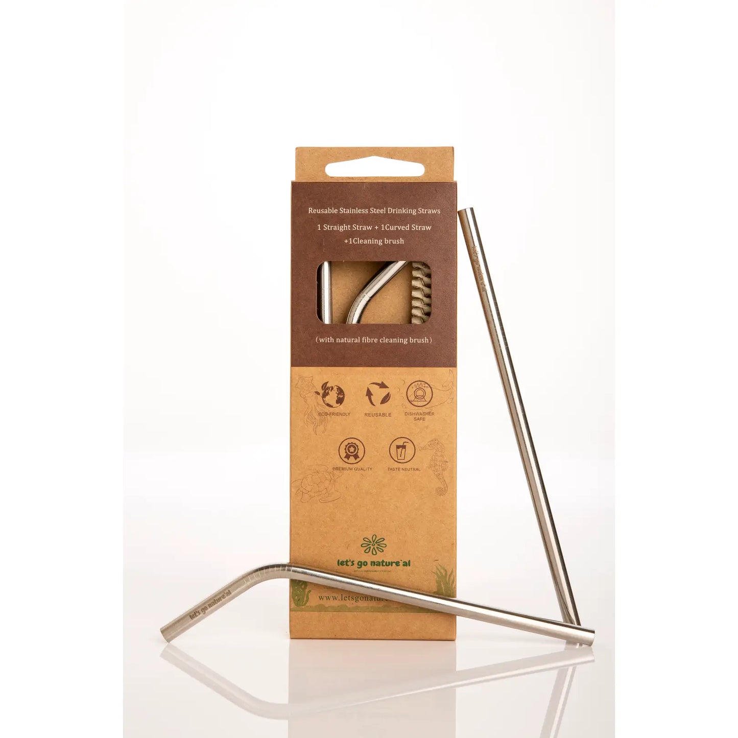 Reusable Stainless Steel Straw Set- Straight & Curved