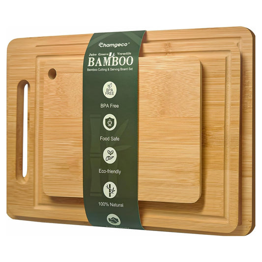 3-Piece Reversible Bamboo Cutting Board Set