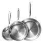 3-Piece Five-Ply Stainless Steel Frying Pan Set