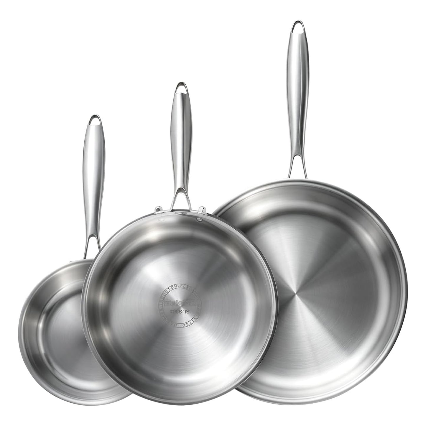3-Piece Five-Ply Stainless Steel Frying Pan Set