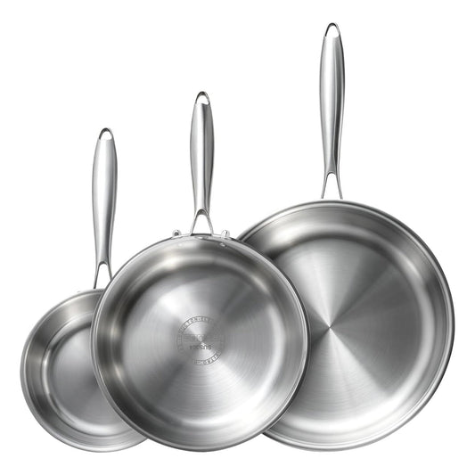 3-Piece Five-Ply Stainless Steel Frying Pan Set
