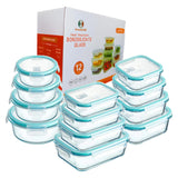 24-Piece Glass Food Storage Container Set with Airtight Lids