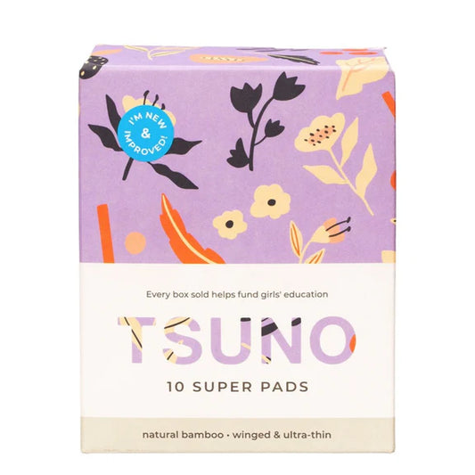 Natural Bamboo Pads Super Winged & Ultra Thin (10 pack)